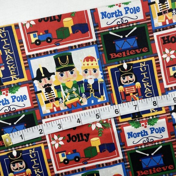 FQ Bundle 3 PC Xmas Nutcracker Fat Quarter Holiday North Pole Plaid Poinsettia - Picture 2 of 4